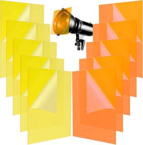 -1 445004253213 10 Pcs Gel Light Filters Yellow And Orange Transparent Lighting Correction Sheets