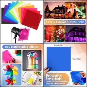 Sij-barydat-2923 Barydat 12 Pcs Colored Gel Light Filter Transparent Color Film Overlays Correction Li