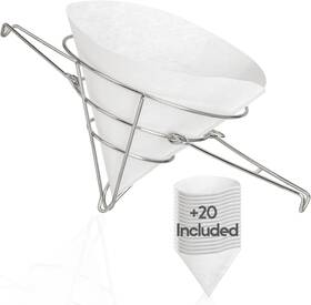 Ofch1 Cuisine Ready Maple Syrup Cone Filter Holder With 20 Paper Filters Stainless Steel