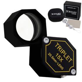 Kib-251 Danoplus 15x Jewelry Loupe 20.5mm Triplet Lens Optical Glass Black Hexagona
