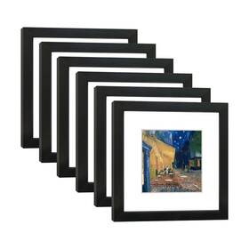 Fde-ps275-8x8-b6 Dekwinn 8x8 Picture Frame Set Of 6 With Real Glass For Pictures 5x5 Mat Or W Fde-ps275-8x8-b6 Dekwinn 8x8 Picture Frame Set Of 6 With Real Glass For Pictures 5x5 Mat Or W