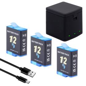 Dgftb 712110358925 Hero 12/11/10/9 Battery 3pack 2000mah With 3-channel Type-c Charging Cord Sto
