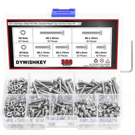 Diy-yuanzhutou-360p Dywishkey 360 Pieces M3 X 6mm /8mm/10mm /12mm/16mm/20mm Stainless Steel 304 H
