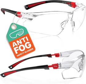 Euxor 687700018391 Red Frame New Safety Glasses Goggles For Eye Protection With Clear Anti Fog