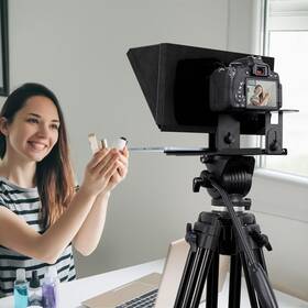Teleprompter-12 Geimrsy 12 Inch Teleprompter Professional Tempered Optical Glass I2/12 Metal Structure