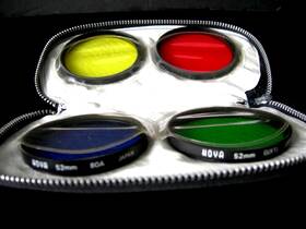 B6702gb Hoya Set Of Four 52mm Filters Yellow Red Blue Green In Case Japan