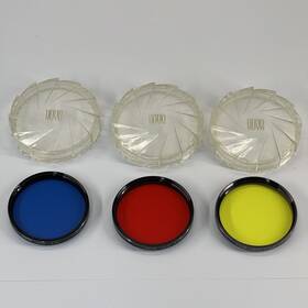 Y6gelb055 Hoya 55 Mm Color Filter Set. Blue 80a Red 25a And Yellow K2 Lens Filters
