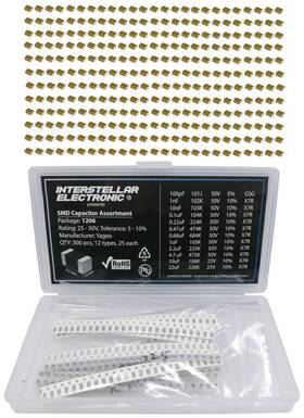 100pf Interstellar Electronics 675234141104 1206 Smd Capacitor Assortment X7r C0g Only 1nf 10nf 01uf 0.22uf 0