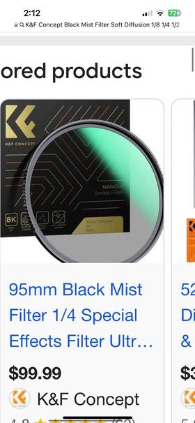 K&f Concept 942052500050 Black Mist Filter Soft Diffusion 95mm