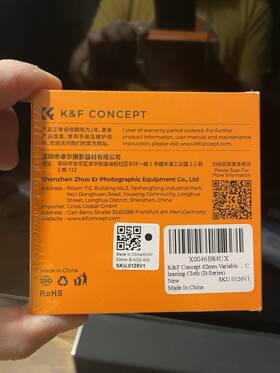 Sku.0126v1 K&f Concept B-nd2-400 Variable Nd Filter 62mm Circular Clear