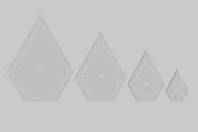4336997415 Laserthing Jewel Quilting Template Set 4 Inch 3 2 1 With 1/4 Seam Allowance
