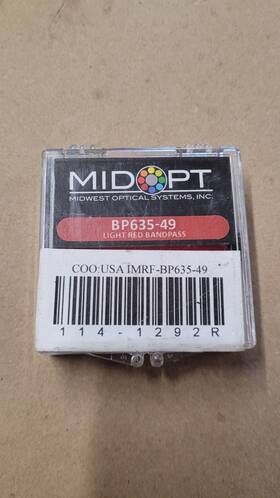 M49x0.75 Midwest Optics Bp635-49 Midopt Broad Bandwidth Light Red Bandpass Filter