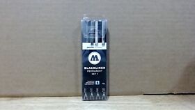 200.486 Molotow Blackliner 4-pen Set I.05mm.1mm.2mm.4mm Tips 1 Each