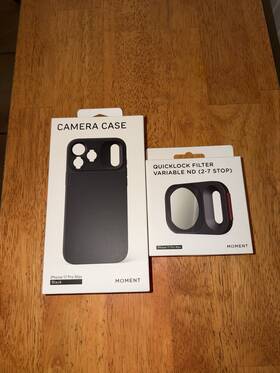 310203 Moment Camera Case For Iphone 17 Pro Max Black And Quicklock Filter Nd 2-7 Stop