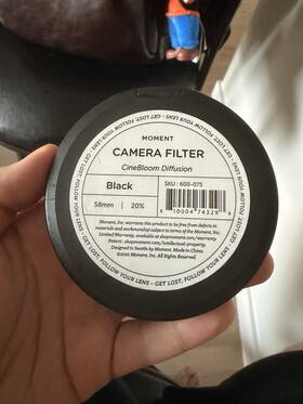 Mo600068 Moment 58mm Cinebloom Diffusion Filter 20% Photography Accessory #600-075