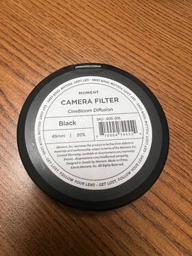 Mo600091 Moment 49mm Cinebloom Diffusion Filter 20%