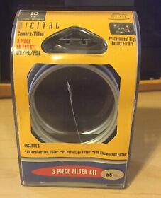 Fk-55cl Nib Digital Concepts 3 Piece Camera Video 55mm Filter Kit Uv Pl Fdl Professional