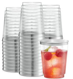2654 Plasticpro Disposable Plastic Tumblers Silver Rim 50