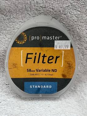 Promaster 029144095178 Lightly Used Standard 58mm Variable Nd Code 9517 Filter Original Case