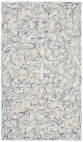 Trc103b-24 Safavieh Trace Collection Accent Rug - 2ft3 Inch X 4ft Blue And Ivory Handmade Wool