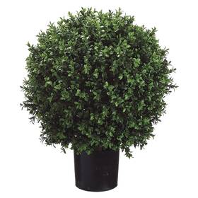 Lzb446-gr Silksareforever 26 Inch Tall Boxwood Ball-shaped Artificial Topiary With Pot Indoor/outdoor