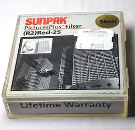 Cf-7202-r25 Sunpak 55mm Red #25 Glass Lens Filter 55 Mm 25a 25 Black And White Film Japan