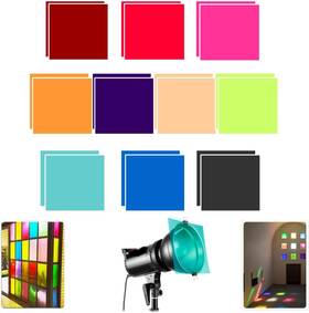 Sxbinyouli 744110200386 20 Packs Lighting Gels Sheets Colored Film 10 Colors Transparent Plastic