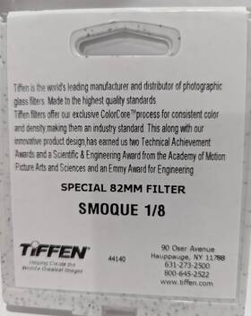 82smq18 Tiffen 82mm Smoque Filter - Grade/density 1/8 Produces A Smoky Hazy Effect