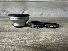 8766 Tiffen Camera Lens Lot 52mm Uv Protector Polarizer And 43mm 0.75x Wide Converter