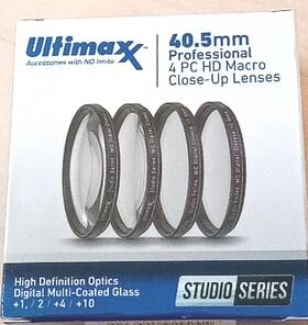 Ultimaxx 738676509311 40.5mm Professional 4 Pc Hd Macro Close-up Lenses 1/2/4/10 New In Box