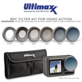 Um-act-fk8 Ultimaxx 8 Piece Filter Kit For Osmo Action Mcuv Cpl Nd4 Nd8 Nd16 Nd32 With Case