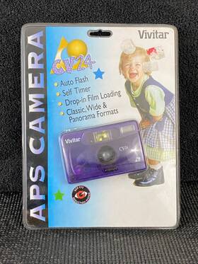 59787 Vivitar 019643596870 Vintage C. 2000 Cv24 Clear Purple Aps Camera Grape - New Nos