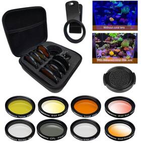Weramics 752625594975 Coral Lens Aquarium Reef Filter Kits For Phone 8 Lenses Kit 1 Dust
