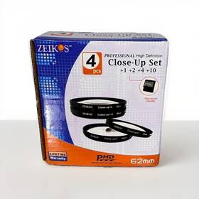 Zeikos 811709013990 Lens Filter Set 62mm Close-up 1 2 4 10 With Case Professional Hi Def
