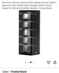 Normcore 54MM Espresso Filter Basket Stand (frosted Black). Fixed Price $20.99.