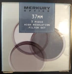 Merkury Optics 3-PIECE 37MM High Resolution Filter Set Model MI-37FK. Fixed Price $22.00.