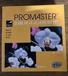 Promaster 77MM Close Up +1, +2, +4 Filters. Fixed Price $19.99.