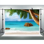 10X7FT Tropical Beach Photography Backdrops White Cloud Blue Sky Sea Coconut .... Fixed Price $37.93.