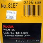 New No. 81EF Kodak Wratten Gelatin Filter 75MM 3X3 Catalog #1496108. Fixed Price $29.99.