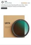Urth 95MM Circular Polarizing (cpl) Lens Filter Multi-coated, Slim Design. Fixed Price $65.00.