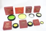 Lot Of 7 Leica Leitz Filters With Boxes: Fiola, Filby, Uqmoo, Pioov, Fipos Jdm. Fixed Price $269.28.