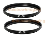 (2 Pcs) 55-58MM 55MM To Metal Step Up Lens Filter Ring Adapter Us Seller. Fixed Price $8.29.