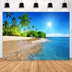 Tropical Seaside Backdrop 5X3FT Summer Beach Hawaii Island Palm Trees Photograp. Fixed Price $11.95.