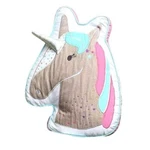 Nicole Miller Unicorn Head Throw Pillow Gray Green Pink White Silver. Fixed Price $24.99.