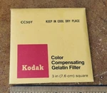 CC50Y Color Compensating Fliter 3" - 75MM Square Kodak Gelatin Filter. Fixed Price $9.99.