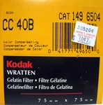 New No. Cc 40B Kodak Wratten Gelatin Filter 75 Mm 3X3 Catalog #1496504. Fixed Price $24.99.