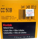 New No. CC50B Kodak Wratten Gelatin Filter 75MM 3X3 Catalog #149 6512. Fixed Price $24.99.