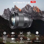 Viltrox 75MM F1.2 Pro Xf Large Aperture Lens For Fujifilm X-mount. Fixed Price $444.99.