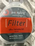 58MM Variable Nd Filter, Promaster Digital Hgx, 9322. Fixed Price $35.00.