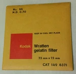 New Kodak Wratten No. 0.70 Gelatin Filter Cat 149 6371 75X75MM 3X3" Sealed. Fixed Price $29.99.